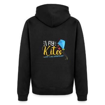 Kite Flying Kite Fan For Fite Flying Lovers - Unisex Premium Organic Zip Hoodie - black - Back - Nico (187cm)