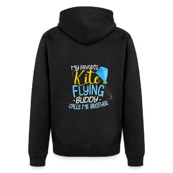 Kite Flying Kite Fan For Fite Flying Lovers - Unisex Premium Organic Zip Hoodie - black - Back - Nico (187cm)
