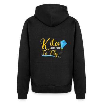 Kite Flying Kite Fan For Fite Flying Lovers - Unisex Premium Organic Zip Hoodie - black - Back - Nico (187cm)
