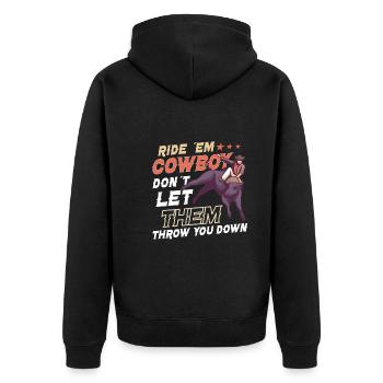 Rodeo Bull Riding Livestock Show Farmer Cattle - Unisex Premium Organic Zip Hoodie - black - Back - Nico (187cm)