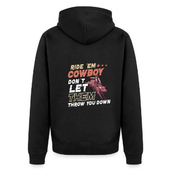 Rodeo Bull Riding Livestock Show Farmer Cattle - Unisex Premium Organic Zip Hoodie - black - Back - Nico (187cm)