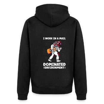 Postangestellte Postdame Postbote Post - Unisex Premium Bio Zip Hoodie - Schwarz - Hinten - Nico (187cm)
