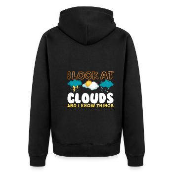 Funny Meteorology Meteorologist Weather Lover - Unisex Premium Bio Zip Hoodie - Schwarz - Hinten - Nico (187cm)
