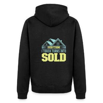 Real Estate Agent Realtor Home Closing Investor - Unisex Premium Bio Zip Hoodie - Schwarz - Hinten - Nico (187cm)