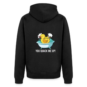 Canard en caoutchouc Canards Chasse aux oiseaux Amateur de canard Idée cadeau - Veste à capuche bio Premium Unisexe - noir - Dos - Nico (187cm)
