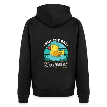 Canard en caoutchouc Canards Chasse aux oiseaux Amateur de canard Idée cadeau - Veste à capuche bio Premium Unisexe - noir - Dos - Nico (187cm)