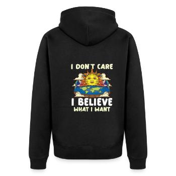 Flat Earth Theory Flat Earth Army Earth - Unisex Premium Bio Zip Hoodie - Schwarz - Hinten - Nico (187cm)