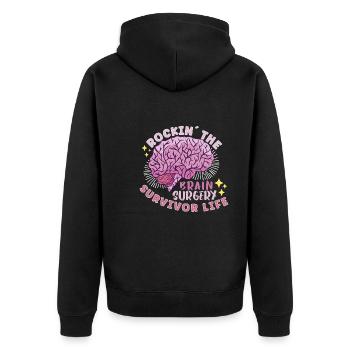Brain Surgery Joke Brain Surgery Awareness Gift - Unisex Premium Organic Zip Hoodie - black - Back - Nico (187cm)