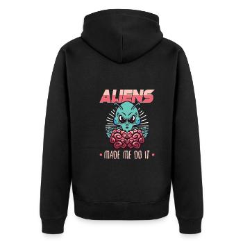 Alien Extraterrestrial Area 51 Ufo Space Geek - Unisex Premium Bio Zip Hoodie - Schwarz - Hinten - Nico (187cm)