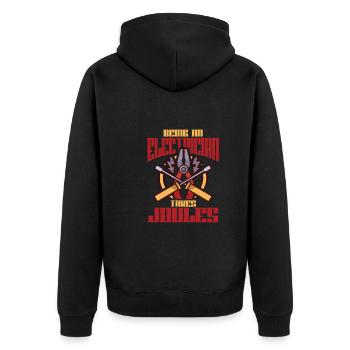 Electrician Electrical Engineer Lineman Electrical - Unisex Premium Bio Zip Hoodie - Schwarz - Hinten - Nico (187cm)