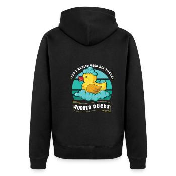 Rubber Duck Ducks Bird Hunt Duck lover Gift Idea - Unisex Premium Bio Zip Hoodie - Schwarz - Hinten - Nico (187cm)