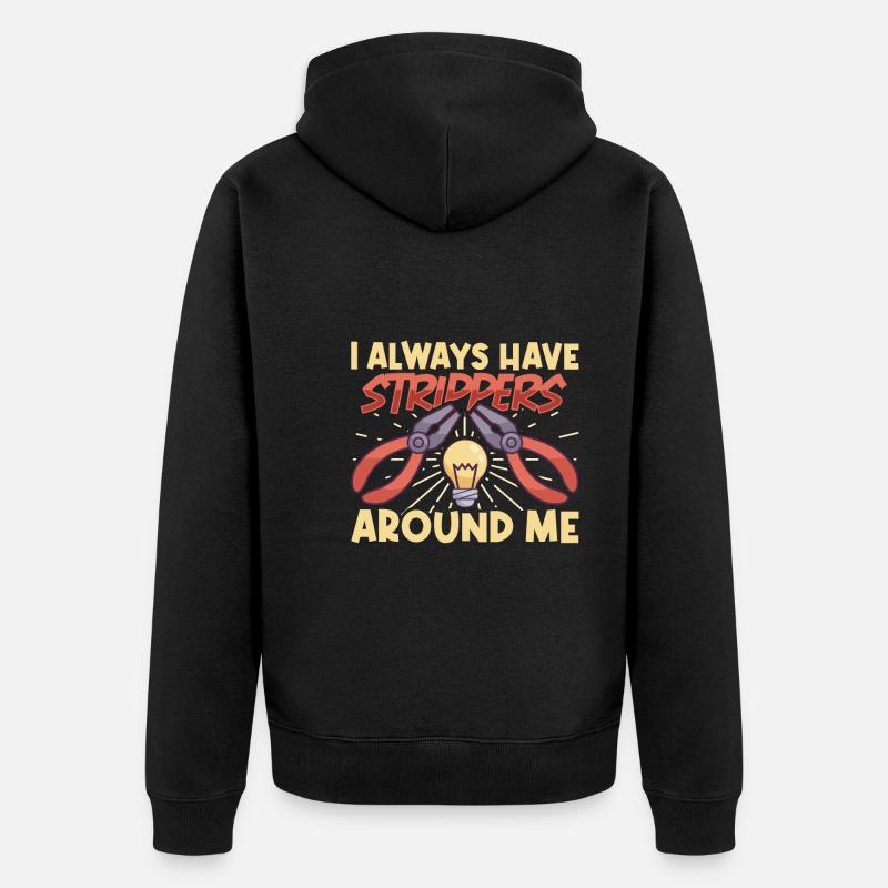 Electrician Electrical Engineer Lineman Electrical - Unisex Premium Bio Zip Hoodie - Schwarz