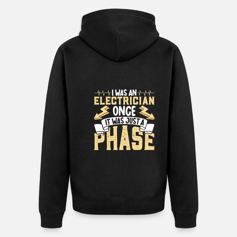 Electrician Electrical Engineer Lineman Electrical - Unisex Premium Bio Zip Hoodie - Schwarz