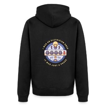 Electrician Electrical Engineer Lineman Electrical - Unisex Premium Bio Zip Hoodie - Schwarz - Hinten - Nico (187cm)