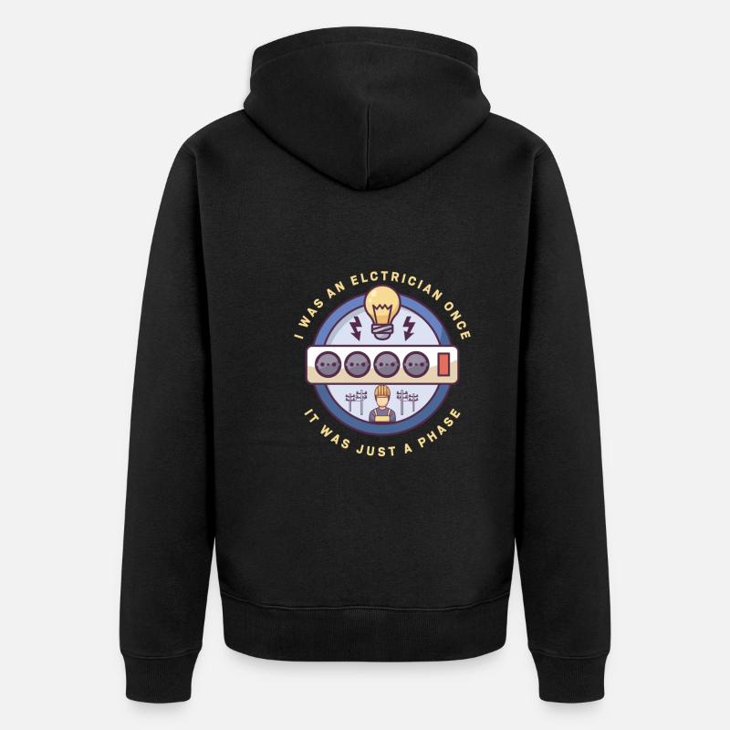 Electrician Electrical Engineer Lineman Electrical - Unisex Premium Bio Zip Hoodie - Schwarz