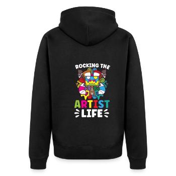 Künstler Malerei Maler Kunstfarbe Kunstlehrer - Unisex Premium Bio Zip Hoodie - Schwarz - Hinten - Nico (187cm)