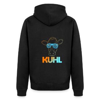 Kuhl Kuh Kühe Sonnenbrille Bauer - Unisex Premium Bio Zip Hoodie - Schwarz - Hinten - Nico (187cm)