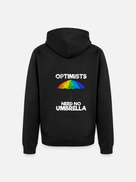 Optimists Need No Umbrella Optimisten - Unisex Premium Bio Zip Hoodie - Schwarz