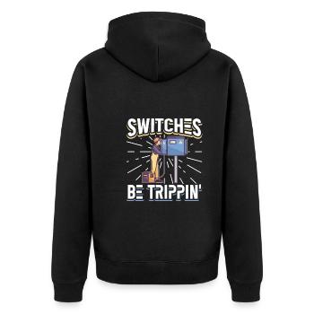 Electrician Electrical Engineer Lineman Electrical - Unisex Premium Organic Zip Hoodie - black - Back - Nico (187cm)
