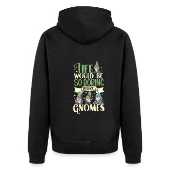 Garden Gnomes Gnome Lover Funny Gnome Gardening - Unisex Premium Organic Zip Hoodie - black - Back - Nico (187cm)