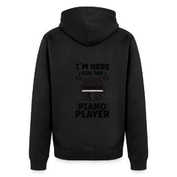 Piano Player Funny Piano Keyboard - Unisex Premium Organic Zip Hoodie - black - Back - Nico (187cm)