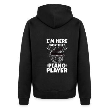 Piano Player Funny Piano Keyboard - Unisex Premium Organic Zip Hoodie - black - Back - Nico (187cm)