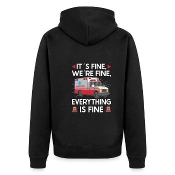 Sanitäter Erster Responder Krankenwagenfahrer - Unisex Premium Bio Zip Hoodie - Schwarz - Hinten - Nico (187cm)