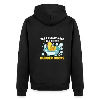 Rubber Duck Ducks Bird Hunt Duck lover Gift Idea - Unisex Premium Bio Zip Hoodie - Schwarz - Hinten - Nico (187cm)