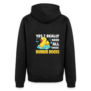 Rubber Duck Ducks Bird Hunt Duck lover Gift Idea - Unisex Premium Bio Zip Hoodie - Schwarz - Hinten - Nico (187cm)
