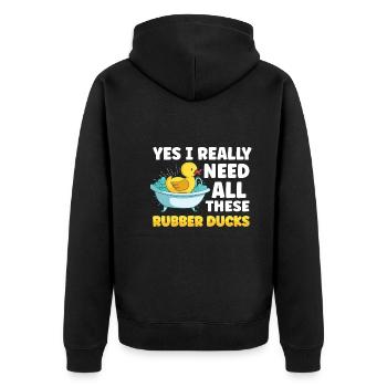 Rubber Duck Ducks Bird Hunt Duck lover Gift Idea - Unisex Premium Organic Zip Hoodie - black - Back - Nico (187cm)