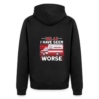 Sanitäter Erster Responder Krankenwagenfahrer - Unisex Premium Bio Zip Hoodie - Schwarz - Hinten - Nico (187cm)