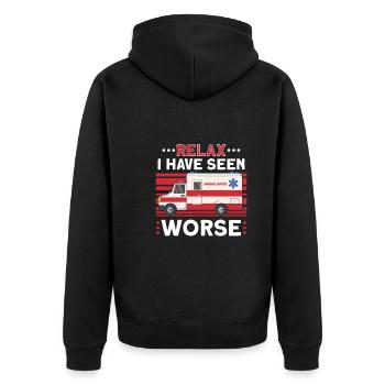 Sanitäter Erster Responder Krankenwagenfahrer - Unisex Premium Bio Zip Hoodie - Schwarz - Hinten - Nico (187cm)