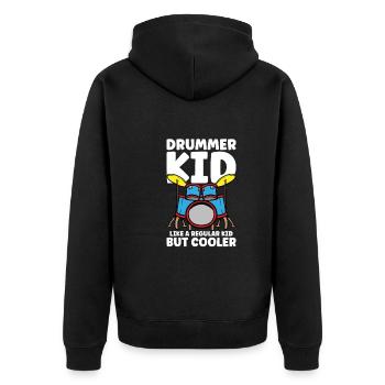 Schlagzeuger Drums Music Drum Set Drumming - Unisex Premium Bio Zip Hoodie - Schwarz - Hinten - Nico (187cm)