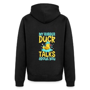 Gummiente Gummienten Entenliebhaber Badezimmer - Unisex Premium Bio Zip Hoodie - Schwarz - Hinten - Nico (187cm)
