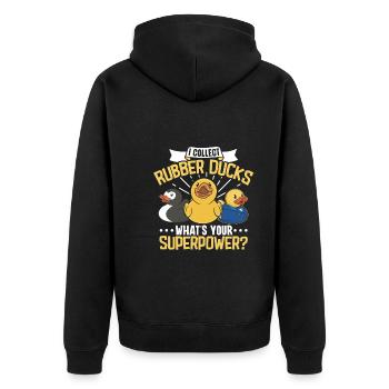 Rubber Ducks Duck Duck Lovers Bathroom - Unisex Premium Organic Zip Hoodie - black - Back - Nico (187cm)