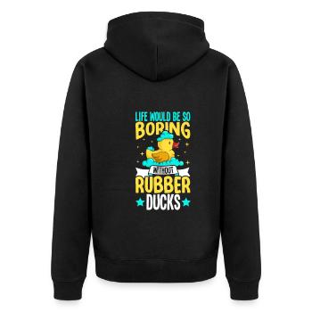 Gummiente Gummienten Entenliebhaber Badezimmer - Unisex Premium Bio Zip Hoodie - Schwarz - Hinten - Nico (187cm)