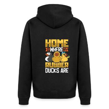 Rubber Ducks Duck Duck Lovers Bathroom - Unisex Premium Organic Zip Hoodie - black - Back - Nico (187cm)