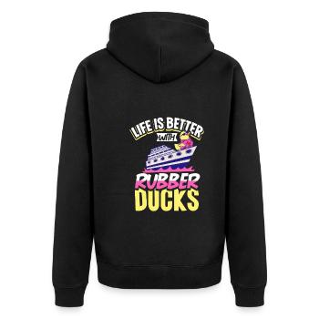 Rubber Ducks Duck Duck Lovers Bathroom - Unisex Premium Organic Zip Hoodie - black - Back - Nico (187cm)