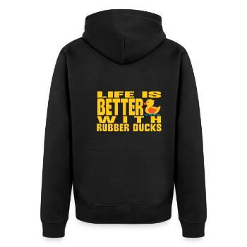 Gummiente Gummienten Entenliebhaber Badezimmer - Unisex Premium Bio Zip Hoodie - Schwarz - Hinten - Nico (187cm)