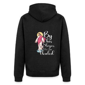 Jesus Christianity God Praying Prayer Pastor - Unisex Premium Bio Zip Hoodie - Schwarz - Hinten - Nico (187cm)