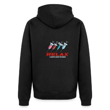 Krankenschwester Krankenpflege Klinik Sanitäter - Unisex Premium Bio Zip Hoodie - Schwarz - Hinten - Nico (187cm)
