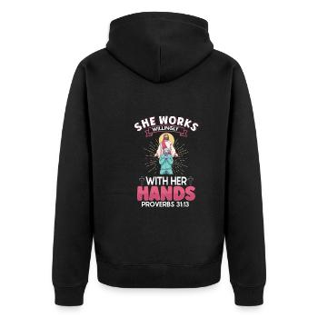 Krankenschwester Krankenpflege Klinik Sanitäter - Unisex Premium Bio Zip Hoodie - Schwarz - Hinten - Nico (187cm)