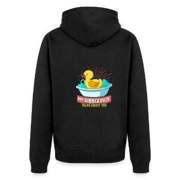 Rubber Ducks Duck Duck Lovers Bathroom - Unisex Premium Organic Zip Hoodie - black - Back - Nico (187cm)