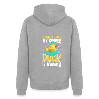 Gummiente Gummienten Entenliebhaber Badezimmer - Unisex Premium Bio Zip Hoodie - Grau meliert - Hinten - Nico (187cm)