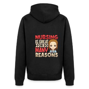 Krankenschwester Krankenpflege Klinik Sanitäter - Unisex Premium Bio Zip Hoodie - Schwarz - Hinten - Nico (187cm)