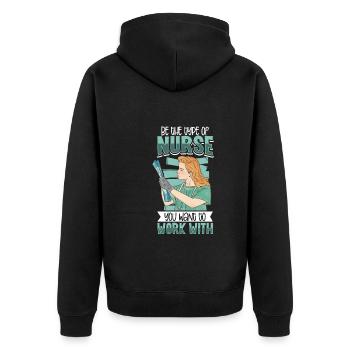 Krankenschwester Krankenpflege Klinik Sanitäter - Unisex Premium Bio Zip Hoodie - Schwarz - Hinten - Nico (187cm)