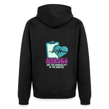 Krankenschwester Krankenpflege Klinik Sanitäter - Unisex Premium Bio Zip Hoodie - Schwarz - Hinten - Nico (187cm)