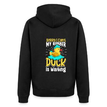 Gummiente Gummienten Entenliebhaber Badezimmer - Unisex Premium Bio Zip Hoodie - Schwarz - Hinten - Nico (187cm)