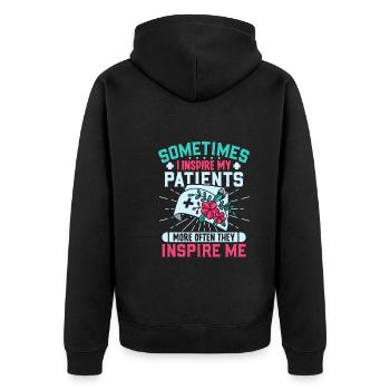 Krankenschwester Krankenpflege Klinik Sanitäter - Unisex Premium Bio Zip Hoodie - Schwarz - Hinten - Nico (187cm)