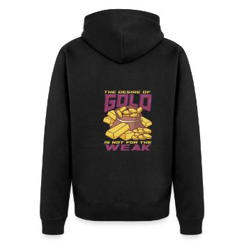 Goldgräber Goldbergbau Goldwaschen Goldmine - Unisex Premium Bio Zip Hoodie - Schwarz - Hinten - Nico (187cm)